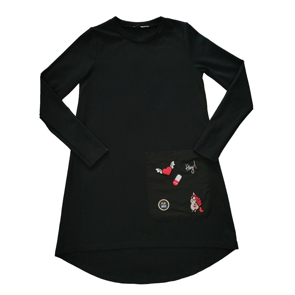 Zara Trafaluc WINTER FALL collection Dress SMALL Black With embroidery On Pocket